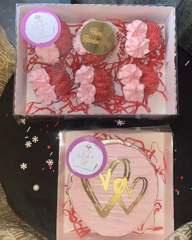 Anniversary bento box 2 with wishes and stars design for 1st and 2nd anniversaries - Anniversary Dessert Boxes Karachi By Whisk And Sift